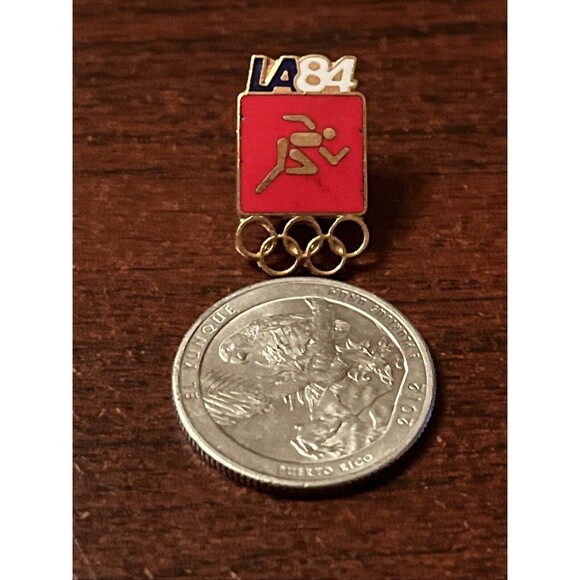 1984 Los Angeles Olympics Track And Field Event Lapel Hat Pin - Picture 2 of 3
